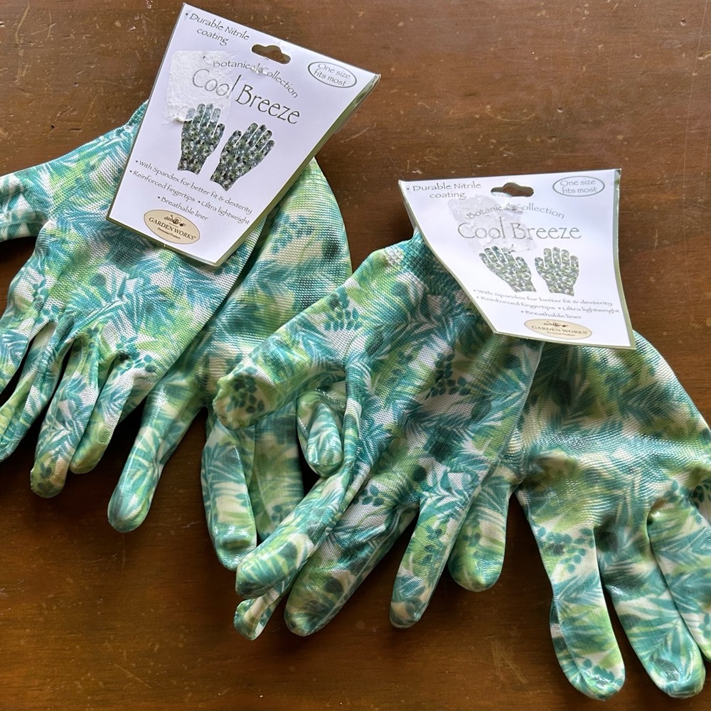 Garden Works Durable Nitrile Coated Garden Gloves Botanical Collection 2 PR NEW